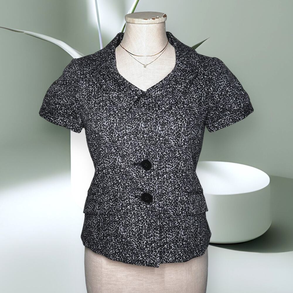 THEORY Rarias Tweedy Blazer Top Short Sleeve Jacket Gray Career Office Work 6